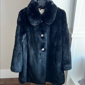Elegant Black Faux Fur Coat